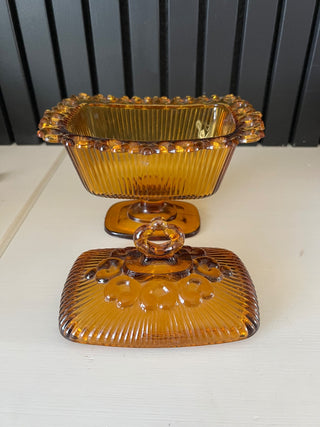 Vintage amber Indiana glass candy dish RSV|108673