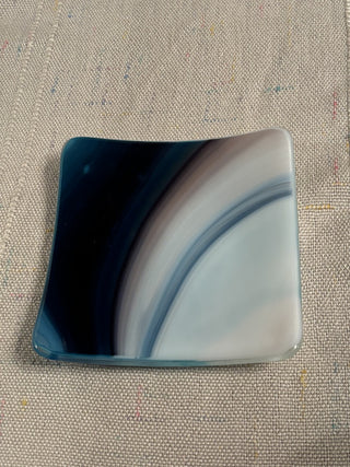 Fused Glass - Purple/Whit Blue Swirl 6" Square Dish - AnoGlass|46759