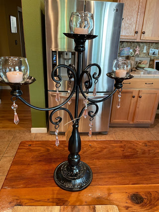 Black Candelabra w/ Pink Crystals ~MTS|113701