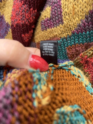 JP Peruvian Connection Kaffe Fassett open-front art-to-wear cardigan sweater Size L