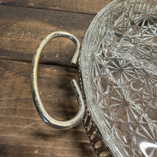 Vintage Glass Relish Dish with Silver Plated Holder RCD|130424