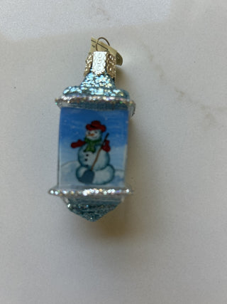 Old World Christmas RETIRED Snowman Glass Ice Cube Ornament, Inside Art Ornament-RSV|124710