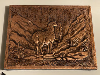 8"x10" Vtg Copper Andean Art w/ Llama--SP MTS