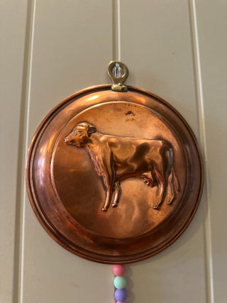 Vtg. Hanging Copper Cow Mold - Round 6" RCD|89657