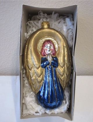 Rare Vintage Kurt Adler Polonaise Angel Glass Christmas Ornament 6 X 3.5" #62 VV MTS|125305