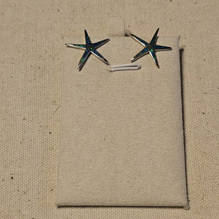 .925 blue opal in l ay star fish post earrings|89573