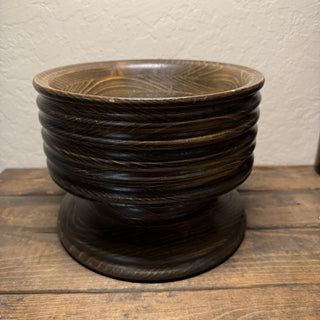 Vintage Hand Turned Wooden Pedestal Bowl RCD