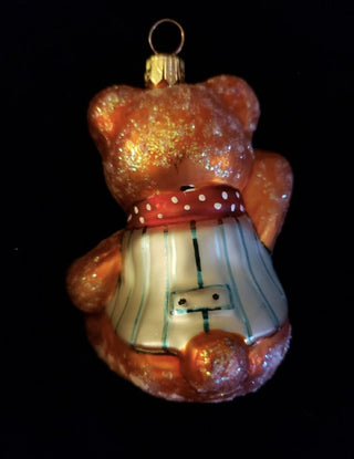 Rare Vintage Vintage 1996 Christopher Radko Huggy Bear Ornament Glass Glitter|124703