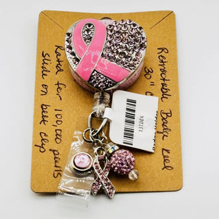Pink Ribbon Retractable Badge Holder on a Belt Clip|76244