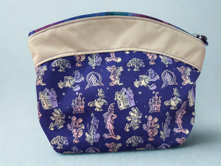 Mouse Running Purple and Beige Pouch.|79065
