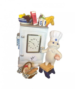 #62 VV Vintage Pillsbury Doughboy Danbury Mint Pillsbury Doughboy Clock works baking time figurine refrigerator MTS|59238