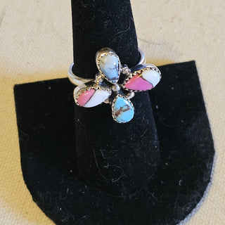 .925 cotton candy dahlia turquoise ring sz 8