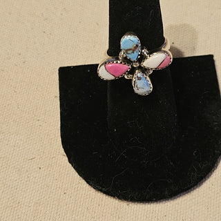 .925 cotton candy dahlia turquoise ring sz 8