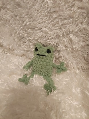 Frog: Crocheted green. 5.5" tall.