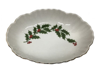 Macys Vintage All The Trimmings Christmas Porcelain Trinket Candy Bonbon Dish-RSV|141520