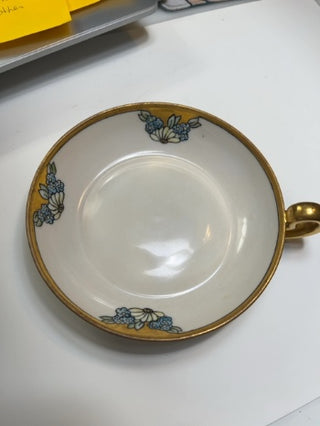 Vintage Hand Painted Jewelry Trinket Dish w/ Handle
