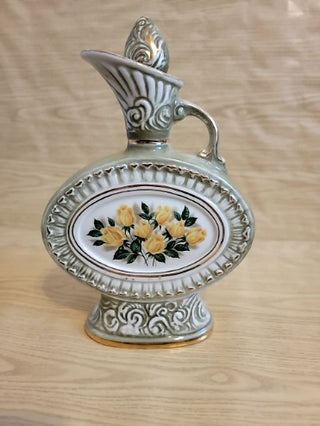 JMD- Vtg. 1969 Jim Beam "Yellow Roses" Whiskey Decanter w/ Stopper