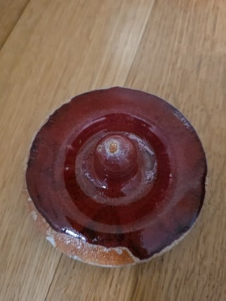 RF Heavy Red Drip Glaze Pottery Lidded Jar