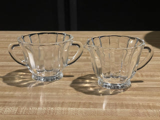 Ribbed Glass Cream & Sugar Set--SP
