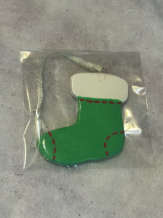 Handcrafted Clay Lg Light Grn Stocking Ornament | Gift Tag|129788