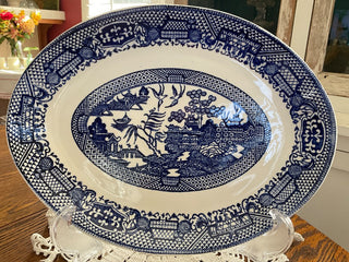 Vintage Blue Willow Oval Platter 10x13 MTS