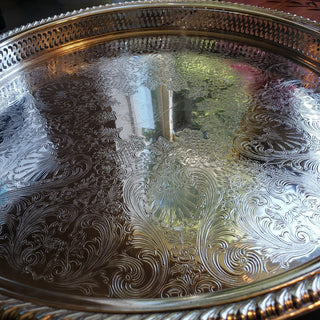 Vtg WM Rogers "Spring Flower" 15" Reticulated Serving Tray
