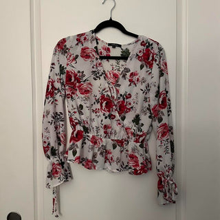 Ambiance apparel white floral bouse M rsv|70273