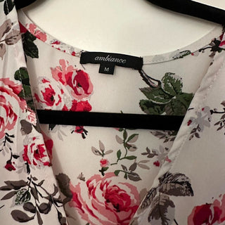 Ambiance apparel white floral bouse M rsv|70275