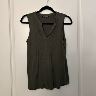 Cable & gauge embroidered olive green tank top S rsv|70313