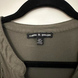 Cable & gauge embroidered olive green tank top S rsv|70314