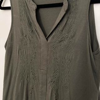 Cable & gauge embroidered olive green tank top S rsv|70316