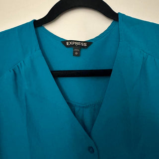 Express blue blouse with tulip sleeves XS rsv|70338