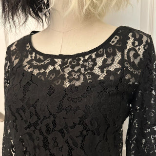 HD in paris anthropology black lace dress S rsv|70392
