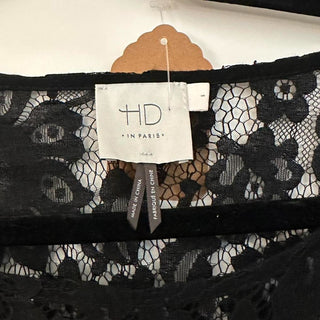 HD in paris anthropology black lace dress S rsv|70393