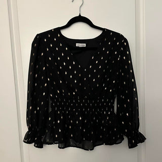 Lily star black blouse with gold spots M rsv|70398