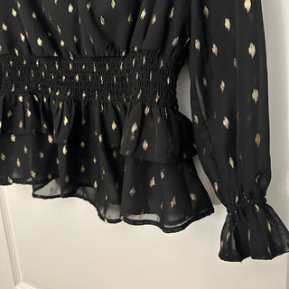 Lily star black blouse with gold spots M rsv|70400