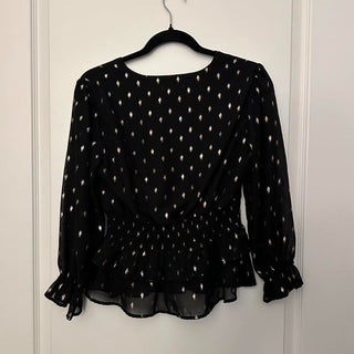 Lily star black blouse with gold spots M rsv|70402
