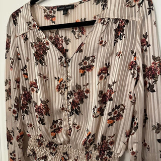 Moa moa champagne floral blouse S rsv|70424