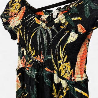 Patrons of peace floral off the shoulder maxi dress black XS rsv|70441