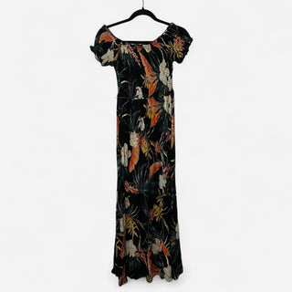 Patrons of peace floral off the shoulder maxi dress black XS rsv|70444