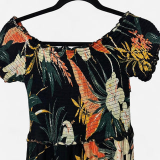 Patrons of peace floral off the shoulder maxi dress black XS rsv|70445