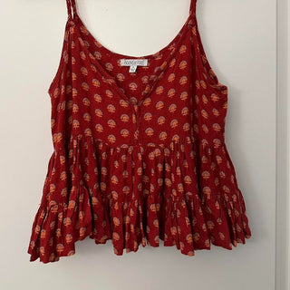 Patrons of peace tank top red/orange flowers M rsv|70446