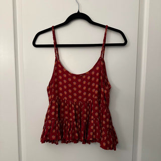 Patrons of peace tank top red/orange flowers M rsv|70451