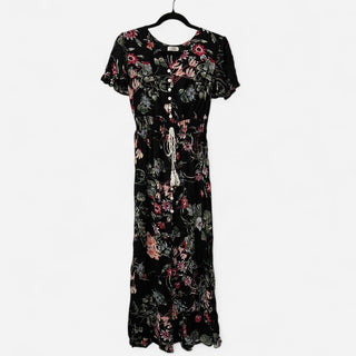 Pinup fashion floral maxi dress black 14W rsv|70454
