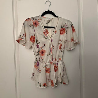 Sienna sky white flower blouse XS rsv|70629