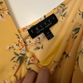 Trixxi floral button dress yellow M rsv|70652
