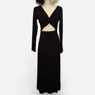 Old navy long sleeve maxi cut out dress black M rsv|72158