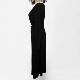 Old navy long sleeve maxi cut out dress black M rsv|72159