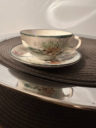 Vintage Teacup/Saucer China GRAY Trim MTS