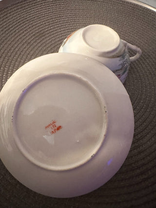 Vintage Teacup/Saucer China GRAY Trim MTS